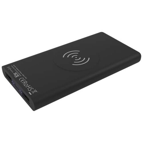 SCX.design P40 10.000 mAh kabellose Powerbank mit Leuchtlogo, schwarz bedrucken, Art.-Nr. 2PX06090