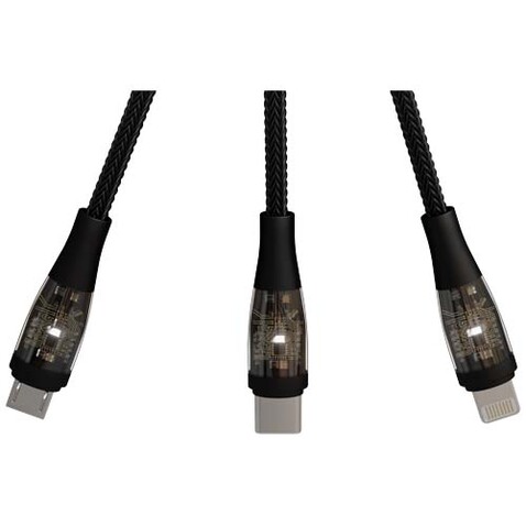 SCX.design C50 100 W/5 A 5-in-1 Schnellladekabel mit Digitalanzeige, schwarz bedrucken, Art.-Nr. 2PX16290
