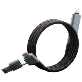 SCX.design C52 100W magnetisches, ultraschnelles 4-in-1 Ladekabel aus rPET, gun metal bedrucken, Art.-Nr. 2PX16982