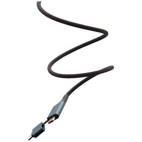 SCX.design C52 100W magnetisches, ultraschnelles 4-in-1 Ladekabel aus rPET, gun metal bedrucken, Art.-Nr. 2PX16982