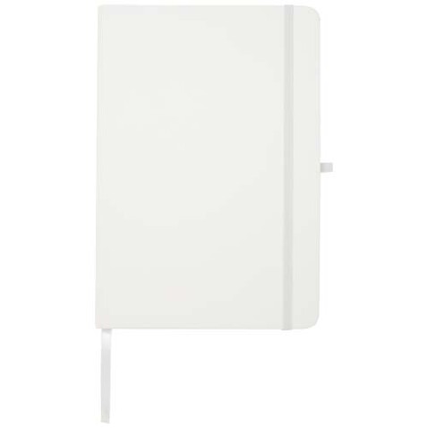 Teak A5 Hardcover Notizbuch, liniert, aus recyceltem Material, weiss bedrucken, Art.-Nr. 10601301