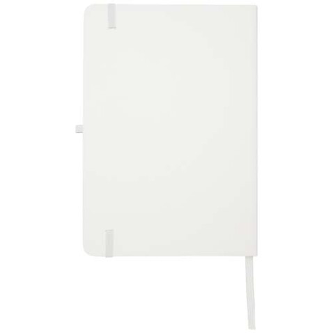 Teak A5 Hardcover Notizbuch, liniert, aus recyceltem Material, weiss bedrucken, Art.-Nr. 10601301