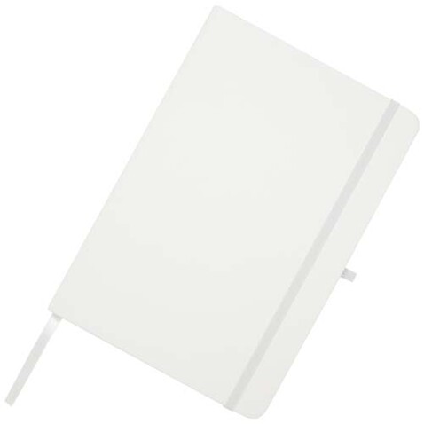 Teak A5 Hardcover Notizbuch, liniert, aus recyceltem Material, weiss bedrucken, Art.-Nr. 10601301