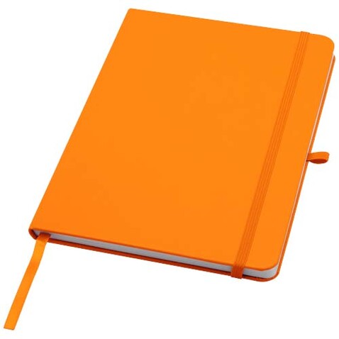 Teak A5 Hardcover Notizbuch, liniert, aus recyceltem Material, orange bedrucken, Art.-Nr. 10601331