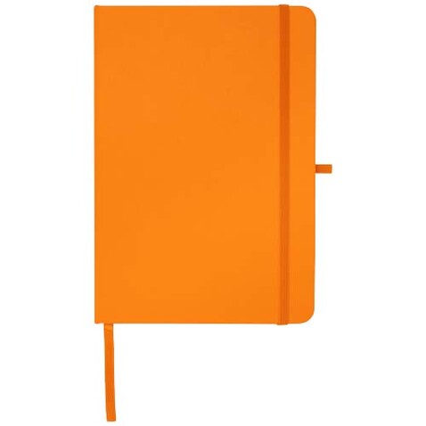 Teak A5 Hardcover Notizbuch, liniert, aus recyceltem Material, orange bedrucken, Art.-Nr. 10601331