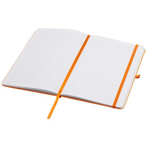 Teak A5 Hardcover Notizbuch, liniert, aus recyceltem Material, orange bedrucken, Art.-Nr. 10601331