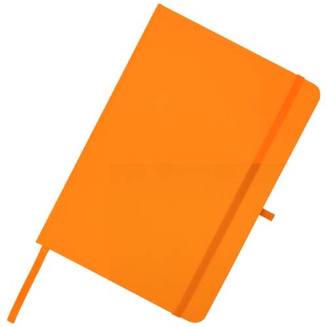 Teak A5 Hardcover Notizbuch, liniert, aus recyceltem Material, orange bedrucken, Art.-Nr. 10601331