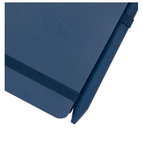 Thalaasa A6 Hardcover Notizbuch aus Ocean Bound Kunststoff mit Kugelschreiber (schwarze Mine), Ozeanblau bedrucken, Art.-Nr. 10790251