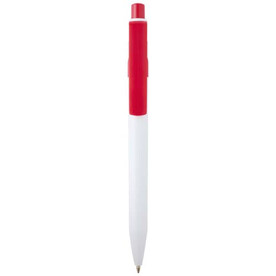 Unica Kugelschreiber aus recyceltem Kunststoff (blaue Mine), rot bedrucken, Art.-Nr. 10796521