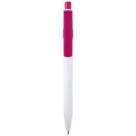Unica Kugelschreiber aus recyceltem Kunststoff (blaue Mine), magenta bedrucken, Art.-Nr. 10796541