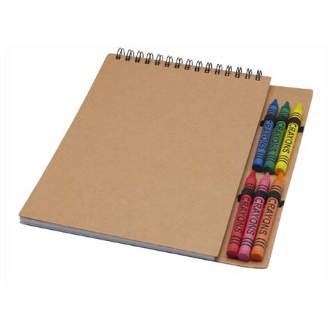 Doodle A5 Softcover Spiralnotizbuch mit Farbstiftset, natur bedrucken, Art.-Nr. 10796706
