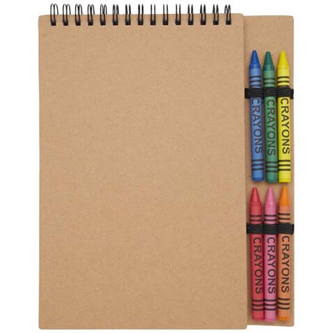 Doodle A5 Softcover Spiralnotizbuch mit Farbstiftset, natur bedrucken, Art.-Nr. 10796706