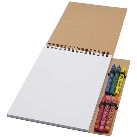 Doodle A5 Softcover Spiralnotizbuch mit Farbstiftset, natur bedrucken, Art.-Nr. 10796706