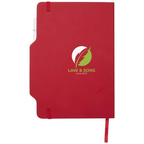 Nexus A5 Hardcover Notizbuch mit Kugelschreiber und Bleistiftset (schwarze Mine), rot bedrucken, Art.-Nr. 10796921