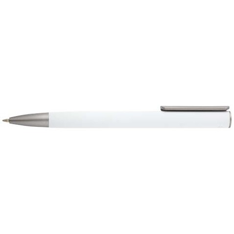 Ziguur Kugelschreiber aus recyceltem Aluminium (blaue Mine), weiss bedrucken, Art.-Nr. 10797101