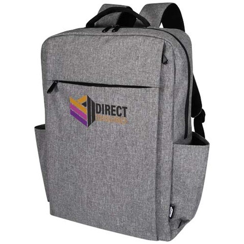 Libra 15&quot; Laptop-Rucksack aus recyceltem GRS-Material 15 L, heather grau bedrucken, Art.-Nr. 13008480