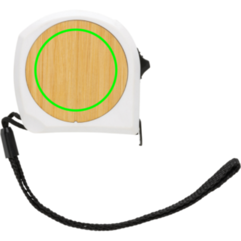 5m/19mm Maßband aus RCS recycelt. Kunststoff &amp; Bambus weiß bedrucken, Art.-Nr. P112.193