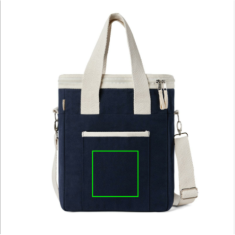 VINGA Volonne AWARE™ Kühltasche aus recyceltem Canvas blau, off white bedrucken, Art.-Nr. V422115