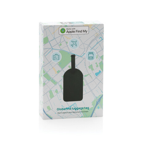 Globefind RCS rPolyester Anhänger mit weltweiter Ortung schwarz bedrucken, Art.-Nr. P301.5501