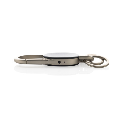 Schlüsselanhänger Keyfinder mit weltweiter Ortung und USB-C schwarz, grau bedrucken, Art.-Nr. P301.6301