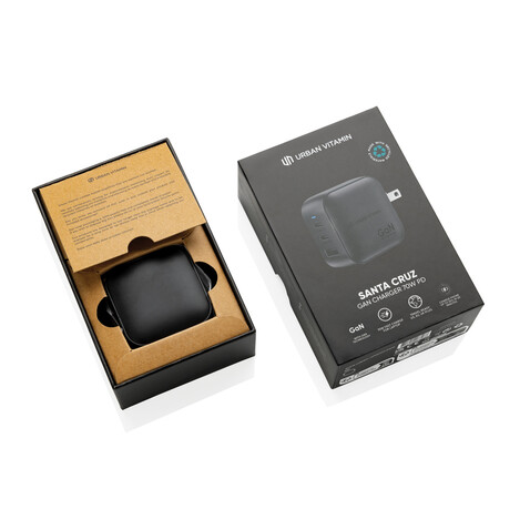 Urban Vitamin Santa Cruz 70W GAN-Ladegerät aus RCS rec. PC schwarz bedrucken, Art.-Nr. P301.9801