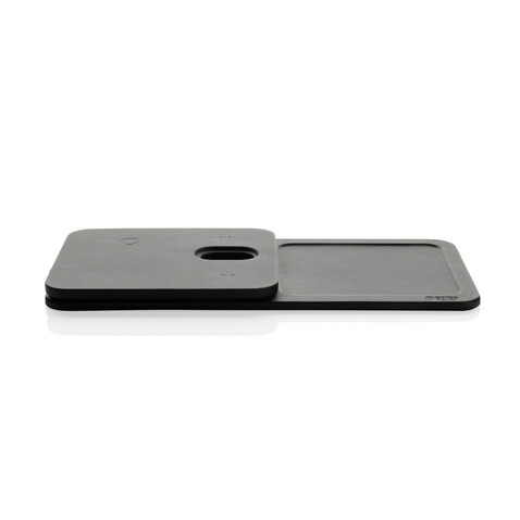 Swiss Peak 3-in-1- Wireless-Charging Desk-Tray aus RCS rPU schwarz bedrucken, Art.-Nr. P309.0401