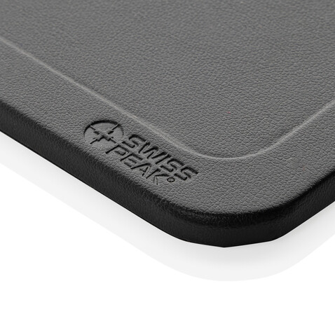 Swiss Peak 3-in-1- Wireless-Charging Desk-Tray aus RCS rPU schwarz bedrucken, Art.-Nr. P309.0401