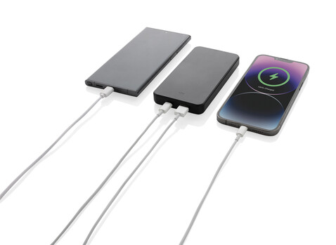 Boostcore 10.000mAh Powerbank aus RCS rec. Kunststoff schwarz bedrucken, Art.-Nr. P322.5601