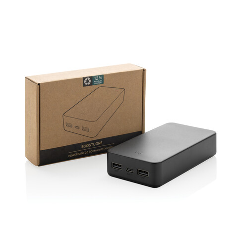 Boostcore 20.000mAh Powerbank aus RCS rec. Kunststoff schwarz bedrucken, Art.-Nr. P322.5701 Boostcore 20.000mAh Powerbank aus RCS rec. Kunststoff schwarz bedrucken, Art.-Nr. P322.5701