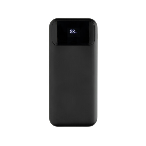 Turbopack 10000mAh Powerbank mit integr. Kabeln aus RCS rABS schwarz bedrucken, Art.-Nr. P322.5801
