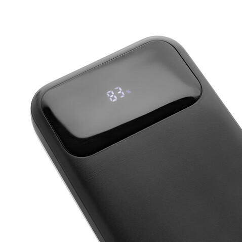 Turbopack 10000mAh Powerbank mit integr. Kabeln aus RCS rABS schwarz bedrucken, Art.-Nr. P322.5801