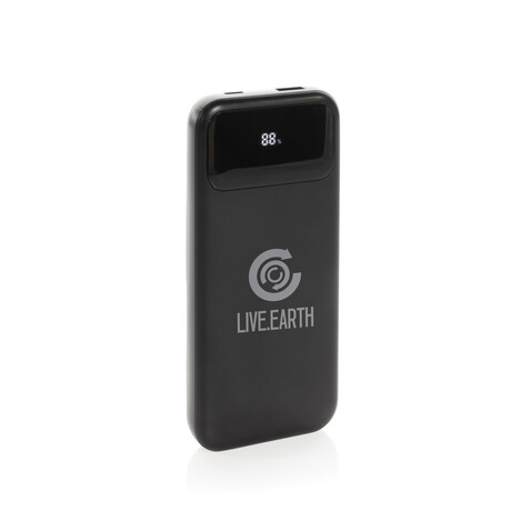 Turbopack 10000mAh Powerbank mit integr. Kabeln aus RCS rABS schwarz bedrucken, Art.-Nr. P322.5801