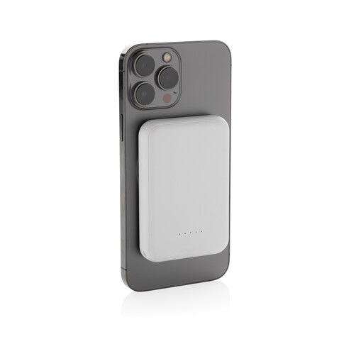 Stellar 5.000mAh 5W magnetische Powerbank aus RCS rec. ABS weiß bedrucken, Art.-Nr. P322.5903