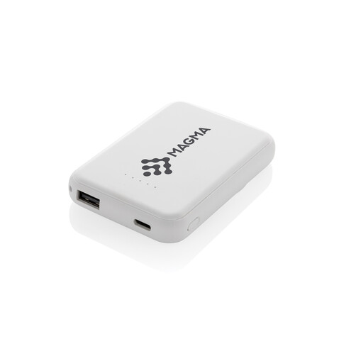 Stellar 5.000mAh 5W magnetische Powerbank aus RCS rec. ABS weiß bedrucken, Art.-Nr. P322.5903