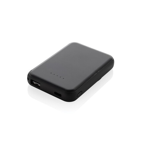 Stellar 5.000mAh 5W magnetische Powerbank aus RCS rec. ABS schwarz bedrucken, Art.-Nr. P322.5901