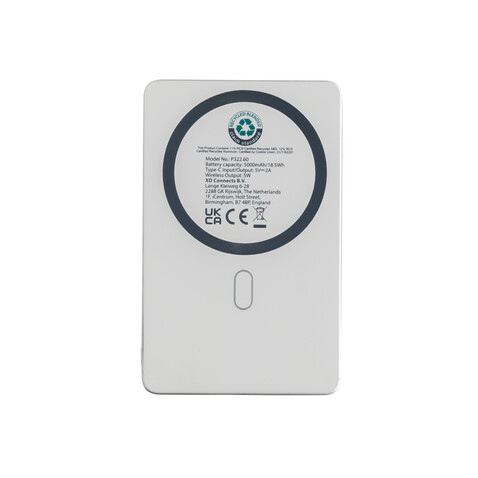 Orion 5.000mAh 5W magnetische Powerbank aus RCS rec. Alu silber bedrucken, Art.-Nr. P322.6002