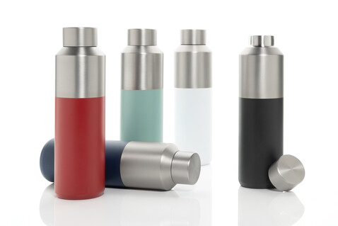 Fluid Flasche aus RCS-zertifiziert recyceltem Stahl, 600ml grün bedrucken, Art.-Nr. P437.0717