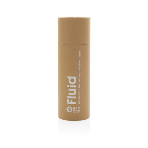 Fluid Flasche aus RCS-zertifiziert recyceltem Stahl, 600ml grün bedrucken, Art.-Nr. P437.0717