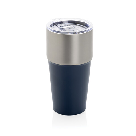 Fluid Becher aus RCS-zertifiziert recyceltem Stahl, 500ml navy blau bedrucken, Art.-Nr. P437.1325