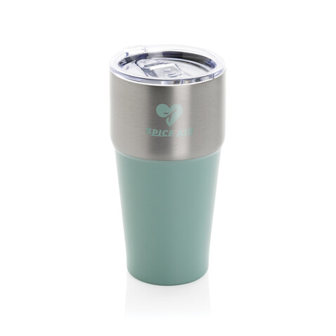 Fluid Becher aus RCS-zertifiziert recyceltem Stahl, 500ml grün bedrucken, Art.-Nr. P437.1317