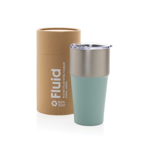Fluid Becher aus RCS-zertifiziert recyceltem Stahl, 500ml grün bedrucken, Art.-Nr. P437.1317