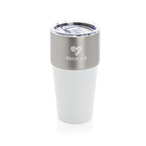 Fluid Becher aus RCS-zertifiziert recyceltem Stahl, 500ml weiß bedrucken, Art.-Nr. P437.1303