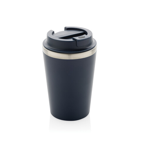 Java 350ml doppelwandiger Becher aus RCS recyceltem PP navy blau bedrucken, Art.-Nr. P437.1425