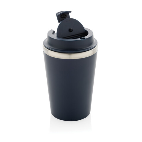 Java 350ml doppelwandiger Becher aus RCS recyceltem PP navy blau bedrucken, Art.-Nr. P437.1425