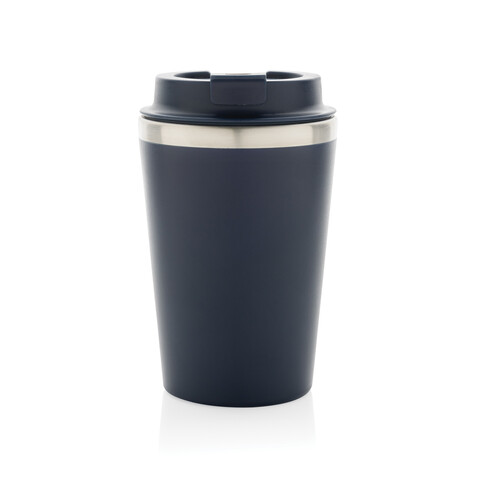 Java 350ml doppelwandiger Becher aus RCS recyceltem PP navy blau bedrucken, Art.-Nr. P437.1425