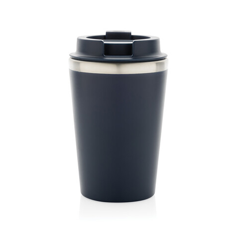Java 350ml doppelwandiger Becher aus RCS recyceltem PP navy blau bedrucken, Art.-Nr. P437.1425