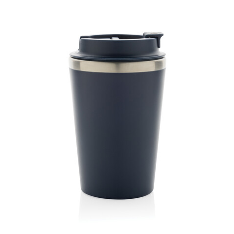 Java 350ml doppelwandiger Becher aus RCS recyceltem PP navy blau bedrucken, Art.-Nr. P437.1425