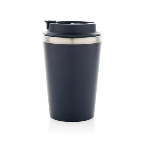Java 350ml doppelwandiger Becher aus RCS recyceltem PP navy blau bedrucken, Art.-Nr. P437.1425