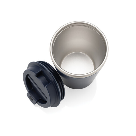 Java 350ml doppelwandiger Becher aus RCS recyceltem PP navy blau bedrucken, Art.-Nr. P437.1425