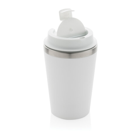 Java 350ml doppelwandiger Becher aus RCS recyceltem PP weiß bedrucken, Art.-Nr. P437.1403